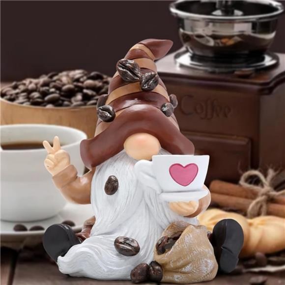 Themed Gnome 6-Inch High Miniature Statue for Coffee Bars, Decor for All Seasons - Picture 3 of 8